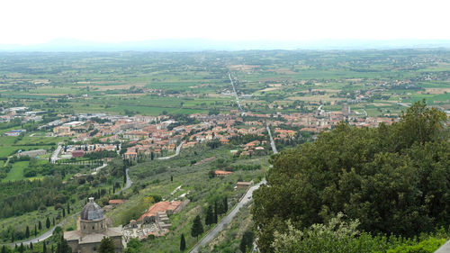 High angle view of townscape against sky