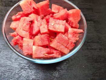 Directly above shot of chopped fruits in bowl