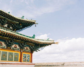 Low angle view of temple against sky