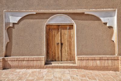 Closed door of building