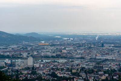 High angle view of townscape against sky