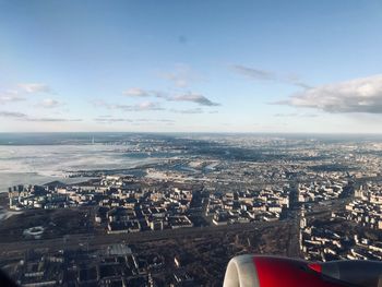 High angle view of city against sky