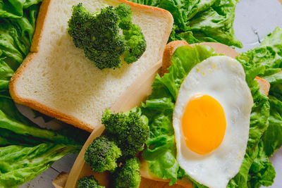 Close-up of breakfast served on plate