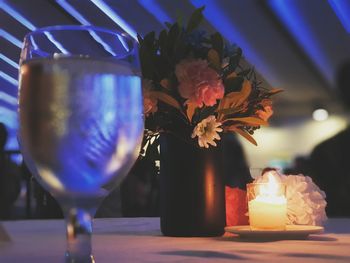 Close-up of flower vase on table