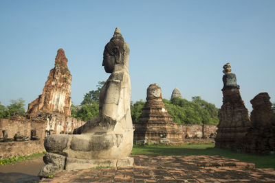 Old ruins against clear blue sky