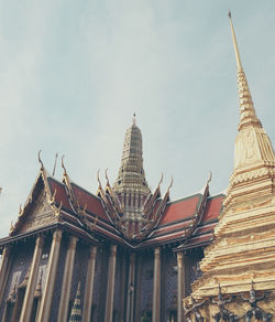 Low angle view of temple building against sky
