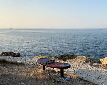 Scenic view of sea against clear sky