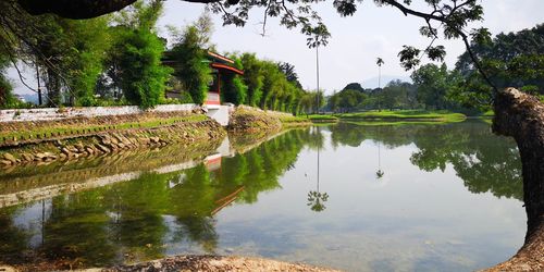Scenic view of lake against sky