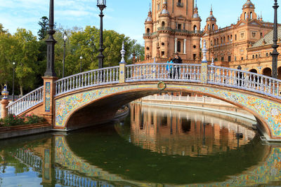 Bridge over canal in city