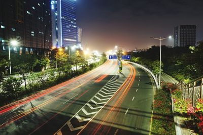 Light trails on city at night