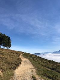 Scenic view of landscape against blue sky