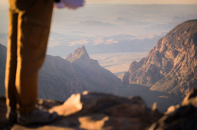 Scenic view of mountains against sky during sunset