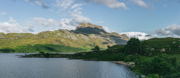 Scenic view of mountains against sky