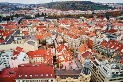 Aerial view of prague cityscape, czech republic