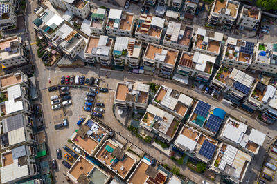 High angle view of buildings in city