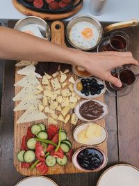 High angle view of woman having breakfast