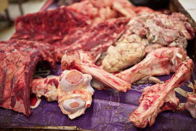 Close-up of meat on table