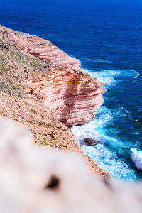 High angle view of rocks on beach