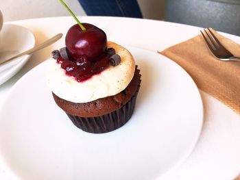 Close-up of cake in plate on table