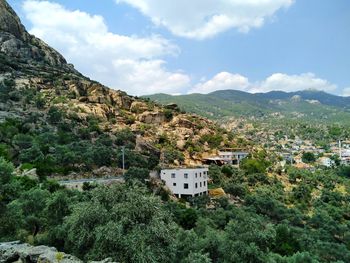 Scenic view of townscape against sky