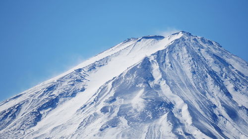 Scenic view of snowcapped mountains against clear sky