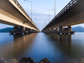 Bridge over river against sky