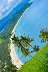 High angle view of sea against sky