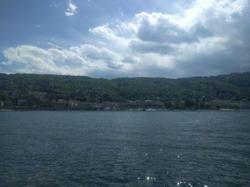 Scenic view of sea against cloudy sky