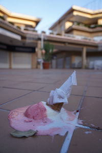 Ice cream cone against building