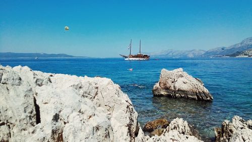 Scenic view of sea against clear sky