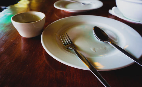 Close-up of coffee served on table