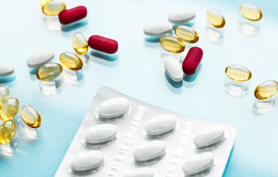 Close-up of pills and medicines