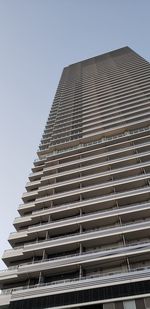 Low angle view of modern building against clear sky