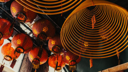 Low angle view of illuminated lanterns