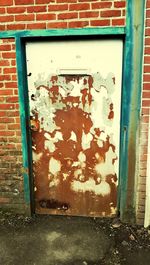 Close-up of window on abandoned building