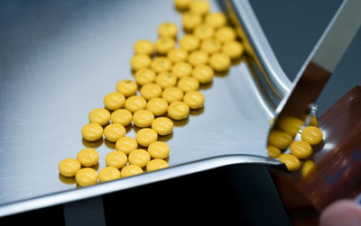 Close-up of pills in bowl