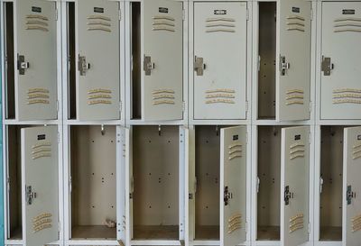 Full frame shot of open lockers