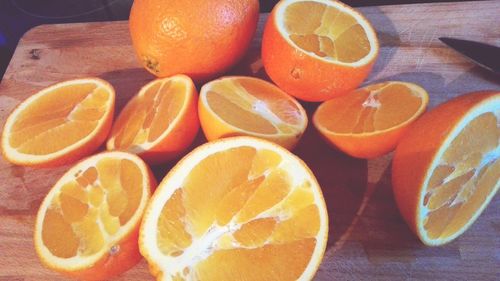 Close-up of oranges on table