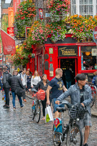 People on street in city