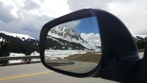 Scenic view of mountains against sky during winter