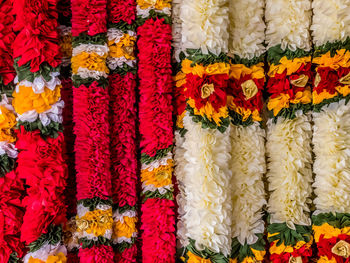 Full frame shot of multi colored flowers for sale in market