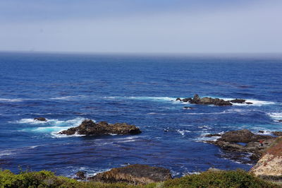 Scenic view of sea against clear sky