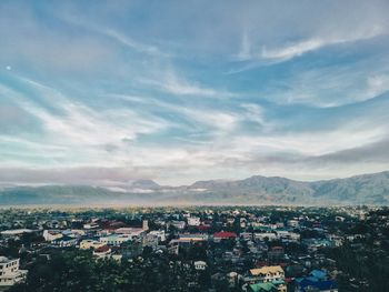 High angle view of townscape against sky