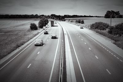 High angle view of road