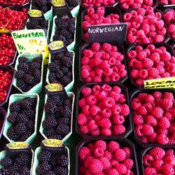 High angle view of fruits for sale in market