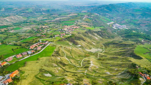 High angle view of village