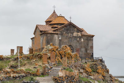 Hayravank monastery on coast of sevan lake in armenia