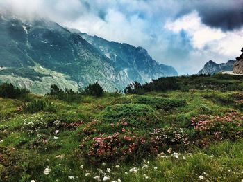 Scenic view of mountains against sky