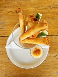 High angle view of food on table