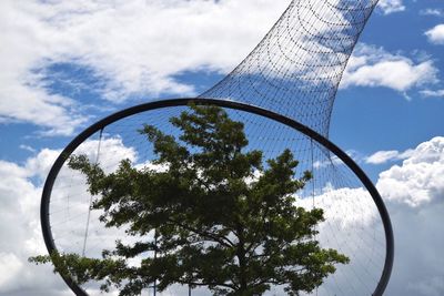 Low angle view of basketball hoop against sky